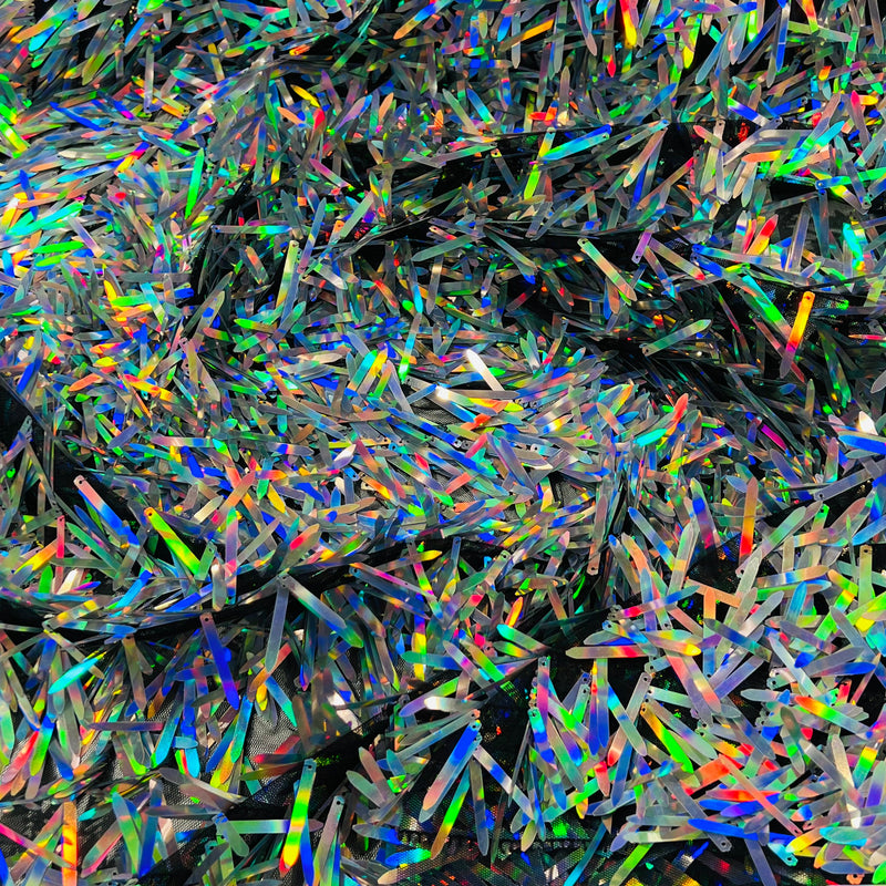 Swords Design Iridescent Sequins Polyester Fabric - Iridescent Sequin Mesh, 52" Width (1 Yard)