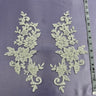 Beaded Corded Floral Lace Applique on Polyester Net Mesh