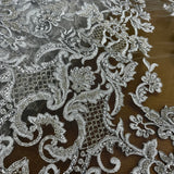 Beaded Corded Bridal Lace Fabric