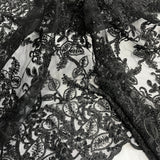 Beaded Corded Lace Fabric on Polyester Net Mesh