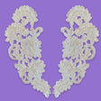 Beaded Lace Applique Off White Satin