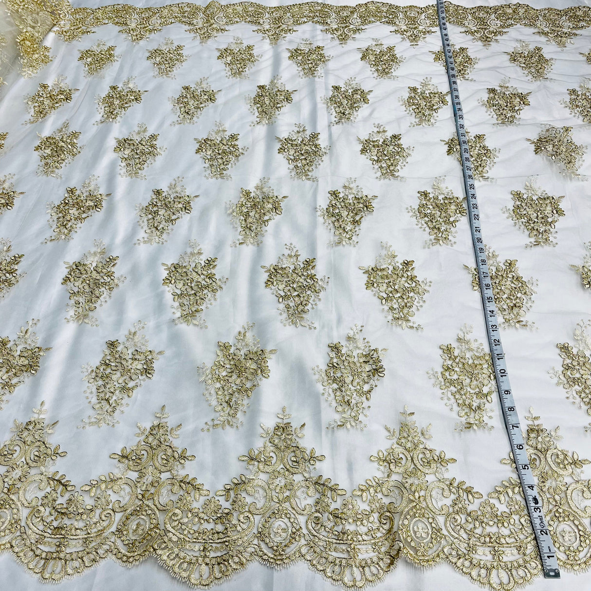 Polyester Corded Bridal Lace Fabric 56"