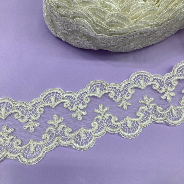 Embroidered Lace Trimming 3 Inch Wide
