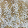 1 Yard Elegant Beaded Lace Fabric White