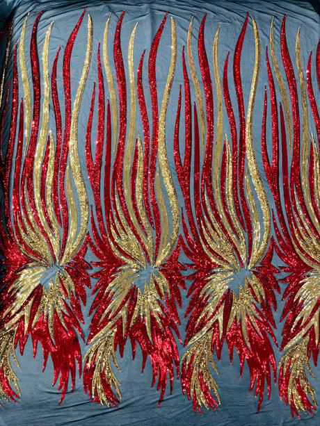 Wing Sequin Polyester Fabric - Angel Wing Sequin Mesh, 54" Width (1 Yard)