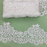 Corded Lace Trimming Embroidered On 100 Percent Polyester Net Mesh Fabric - Gold, Ivory With Silver, Ivory, Silver, White With Silver, White, 6" Width (1 Yard)