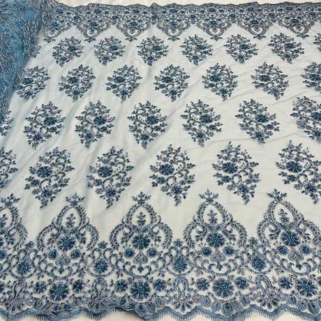 Beaded Corded Bridal Lace Mesh