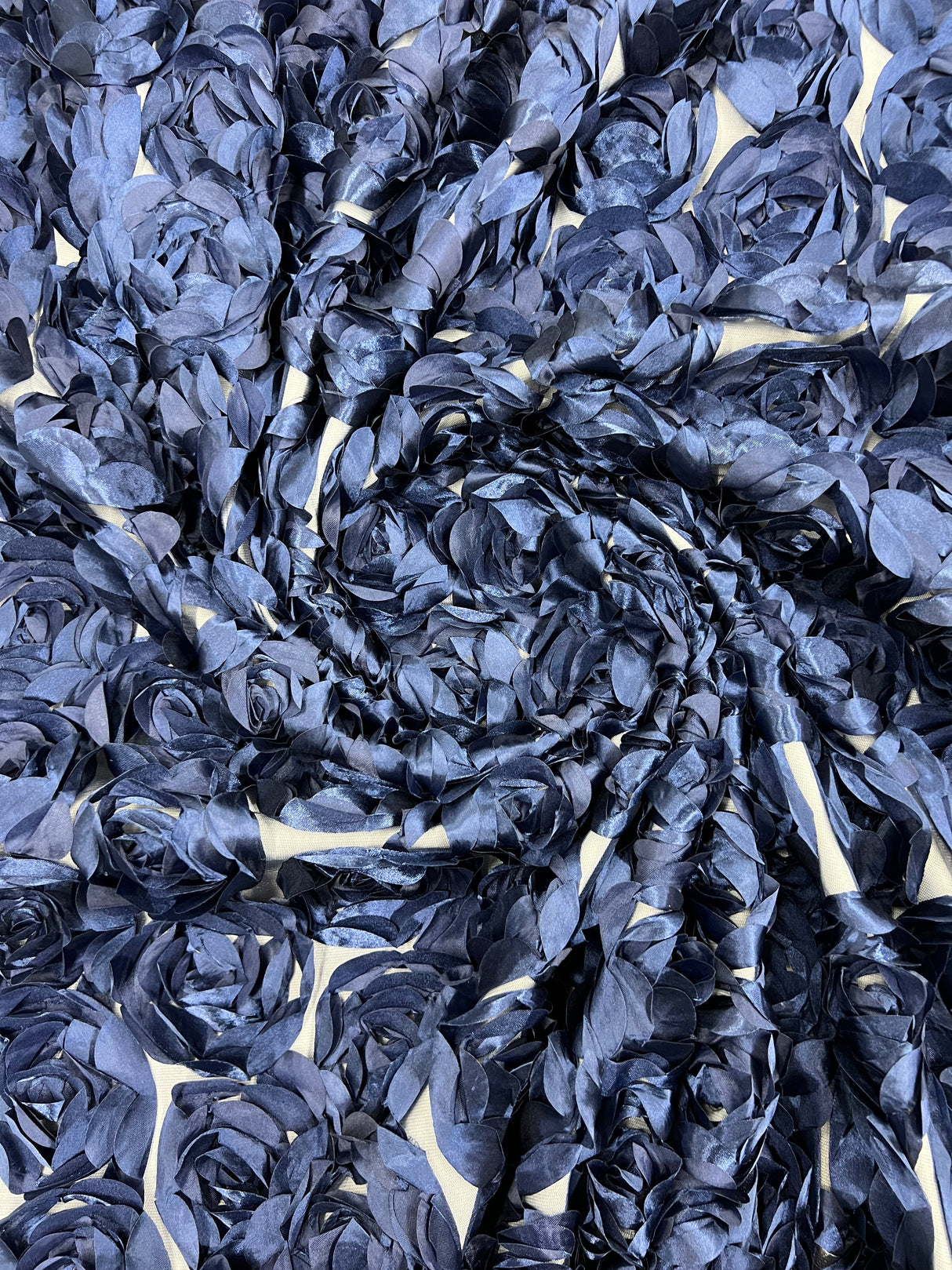 3D Roses On A Mesh Fabric - 54" Width, Color Options (1 Yard)