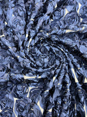 3D Roses On A Mesh Fabric - 54" Width, Color Options (1 Yard)