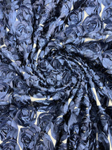 3D Roses On A Mesh Fabric - 54" Width, Color Options (1 Yard)