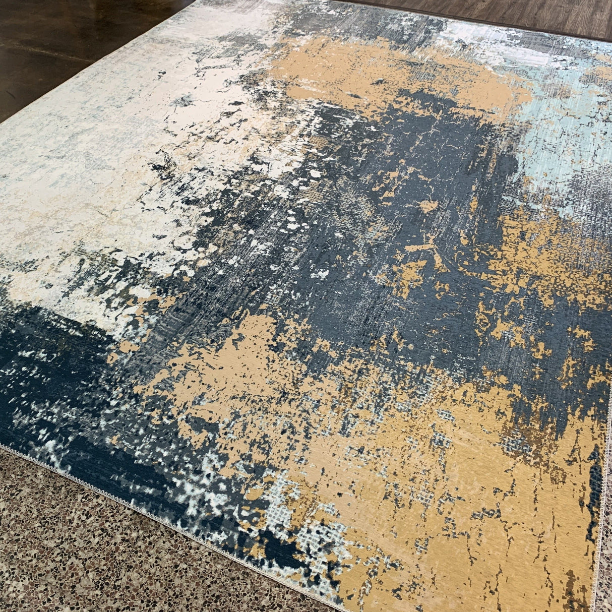 Dark Beige Tones Vintage Print Design Area Rug - Gold Vintage Print, 7'6" X 10'3" (1 Piece)