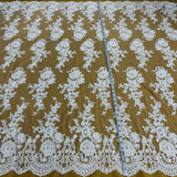 Beaded Corded Bridal Lace Ivory Mesh