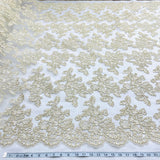1 Yard Corded Bridal Lace Fabric Embroidered on 100% Polyester Net Mesh – 51"