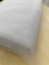 Illusion Tulle Mesh Polyester Fabric - White, Wrinkled Texture, 108" Width (1 Yard)