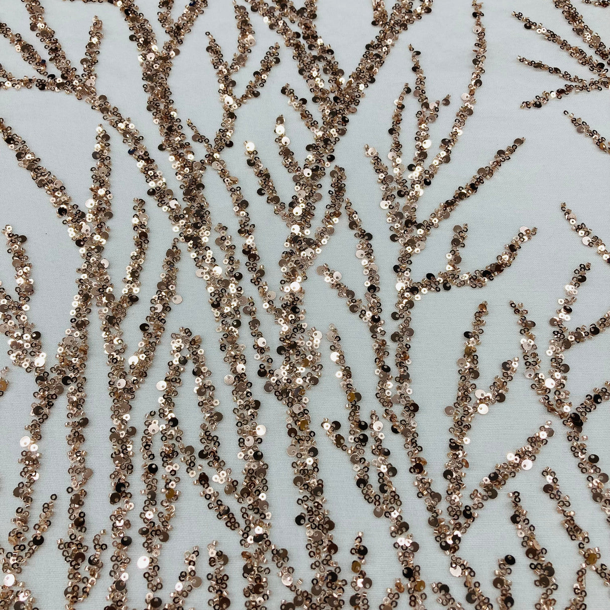 Beaded Sequined Lace Fabric on Polyester Net Mesh