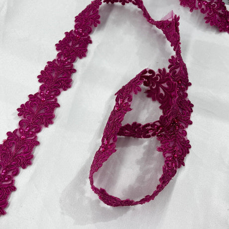 Beaded Corded Lace Trim 2" Wide