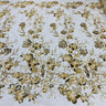 1 Yard Beaded & Sequined Lace Fabric Embroidered on 100% Polyester Net Mesh | Ivory with Gold