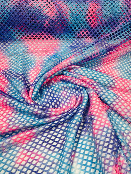 Fishnet Diamond Stretch Fishnet Fabric - 58" Width, 4-Way Stretch, Diamond Mesh, Multi Color (1 Yard)
