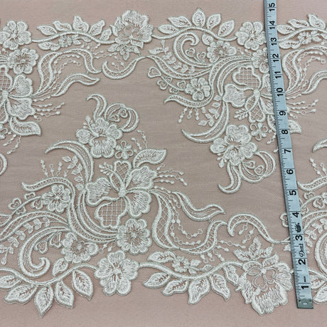 Embroidered Lace Trim Ivory