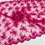Corded Bridal Lace Fabric on Polyester Net Mesh