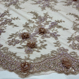 Beaded 3D Floral Lace Trimming 21" Wide