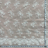 Beaded Lace Fabric Ivory Embroidered Mesh