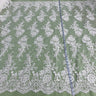 1 Yard Corded Bridal Lace Fabric Embroidered on Polyester Net Mesh