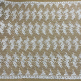 1 Yard Corded Bridal Lace Fabric Embroidered 100 Percent Polyester Net Mesh 54 inch Width