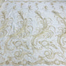 1 Yard Elegant Corded Bridal Lace Fabric Embroidered on 100% Polyester Net Mesh – Silver – 54"