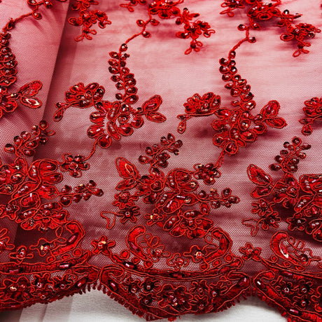Beaded Corded Lace Fabric 54" Wide