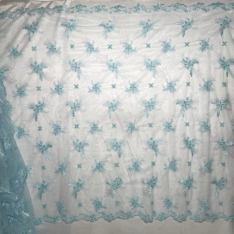 Beaded Lace Fabric on Polyester Net Mesh