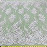 1 Yard Elegant Beaded and Corded Bridal Lace Fabric Embroidered on 100% Polyester Net Mesh White