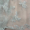 1 Yard Silver Beaded Lace Fabric Embroidered on Polyester Net Mesh for Wedding and Evening Gowns – 52"