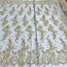 1 Yard Elegant Corded Bridal Lace Fabric with Floral Embroidery White
