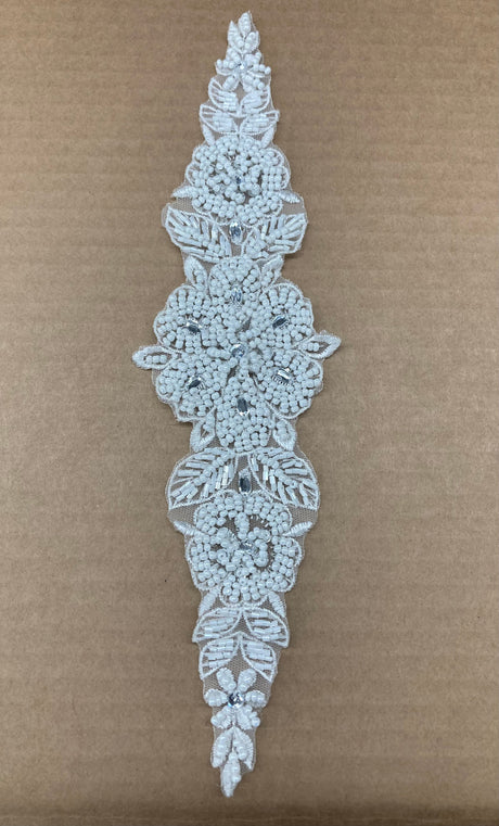 Beaded Lace Applique White Ivory