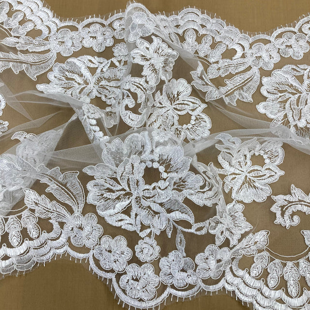 Floral Corded Embroidered Lace Trimming