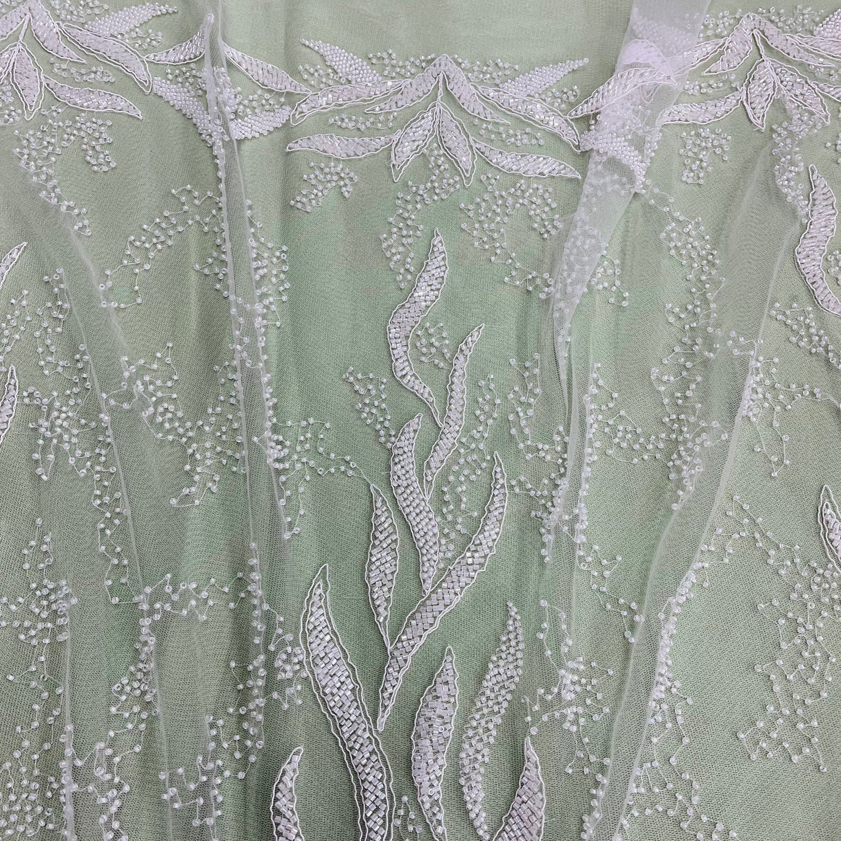 Beaded Corded Bridal Lace Fabric 58" Wide
