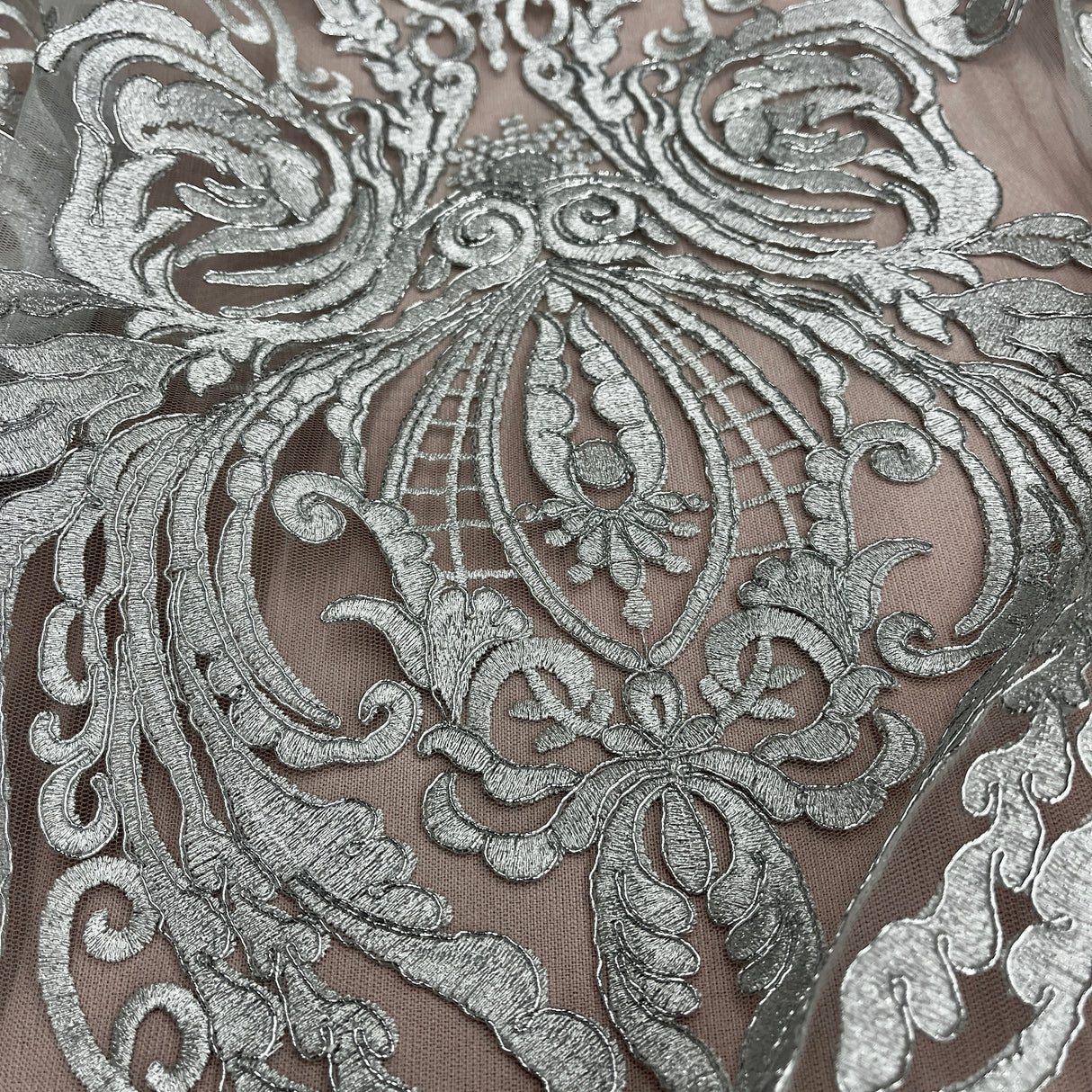Bridal Lace Fabric Corded Embroidered 48"