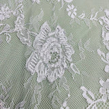 Beaded Chantilly Floral Lace White