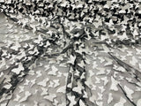 3D Butterfly Metallic Design Polyester Fabric - Metallic Butterfly Embroidery, Mesh Lace, 58" Width (1 Yard)
