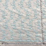 Beaded Lace Fabric Embroidered On 100 Percent Polyester Net Mesh Fabric - Lime Green, Lt. Blue, Orange, 54" Width (1 Yard)
