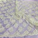 Corded Bridal Lace Fabric 50" Embroidered Polyester Net Mesh