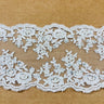 Beaded Double Sided Lace Trimming Embroidered On 100 Percent Polyester Net Mesh Fabric - Gold, Ivory, Silver, White, 5" Width (1 Yard)