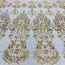 Beaded Lace Fabric Embroidered On 100 Percent Polyester Net Mesh Lace - Gold, Silver, Off White, White, 52" Width (1 Yard)