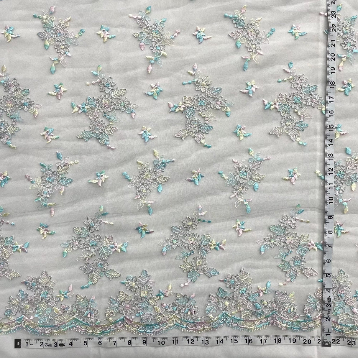 Corded Bridal Lace Fabric on Polyester Net Mesh