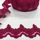 Beaded Corded Lace Trim on Net Mesh