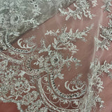 Embroidered Mesh Bridal Lace White