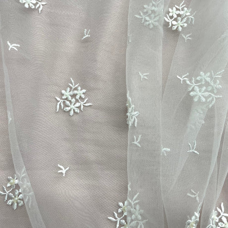 Beaded Embroidered Lace Mesh Fabric