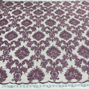 Beaded Lace Fabric on Polyester Net Mesh 56"