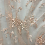 Beaded Lace Fabric on Polyester Net Mesh